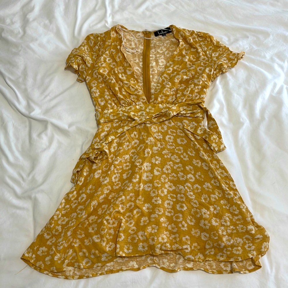 Garden Explorer Mustard Yellow Floral Print Dress